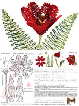 167 Klöppelbrief "Tulpe"   -   Blümchen in 3D-Optik